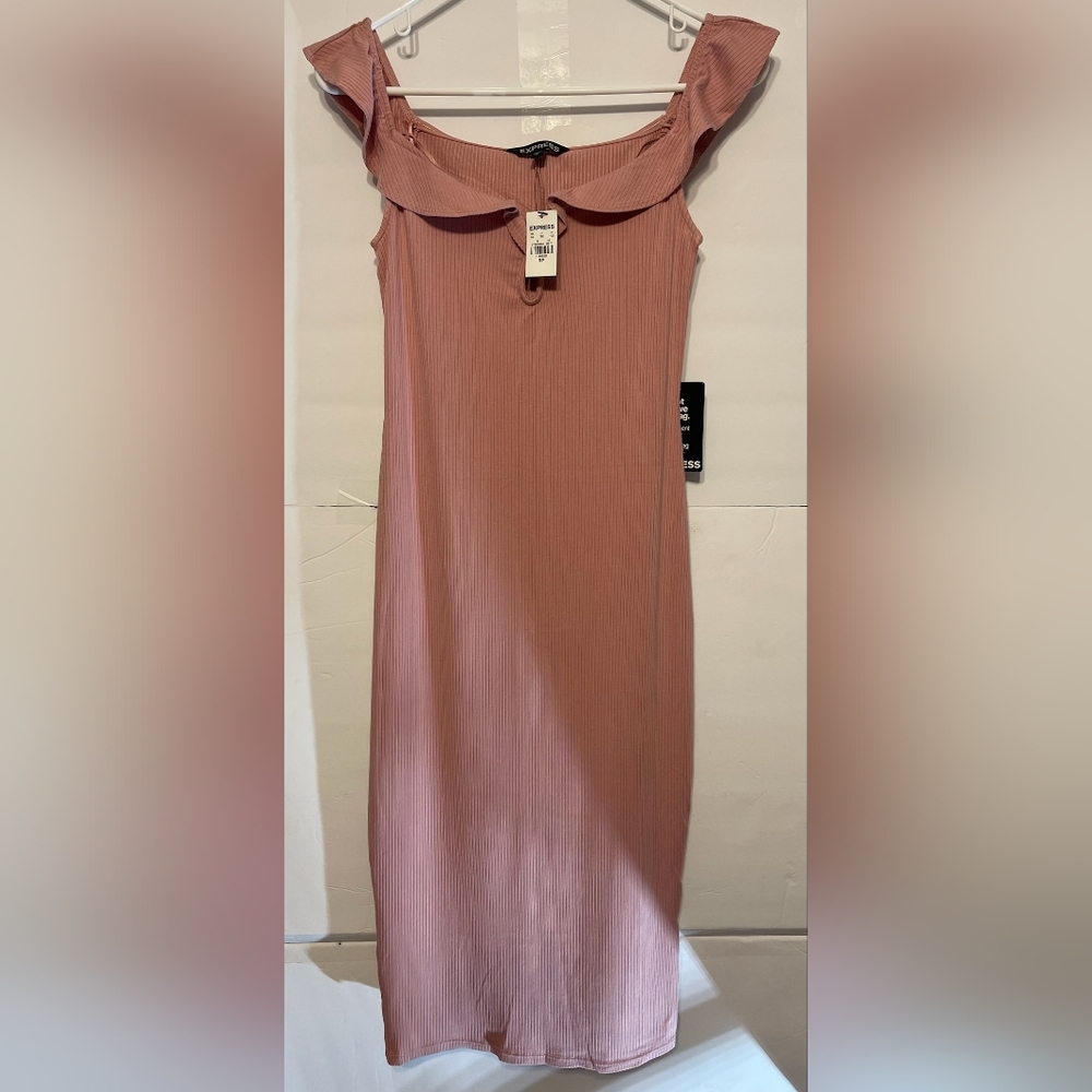 NWT Express Off the Shoulder Ribbed Bodycon Dress